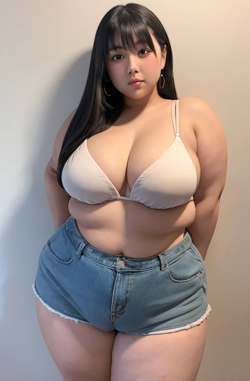 Fat girl,  obese overweight  ,   very fat  , Extra thick Japanese woman has  ,   very fat   hip,   BIG BREAST, Thick arms,     japanese girl, Slim face,   個の非常に big hips があります ,  big hips ,   big stomach,  thick legs,    idol、