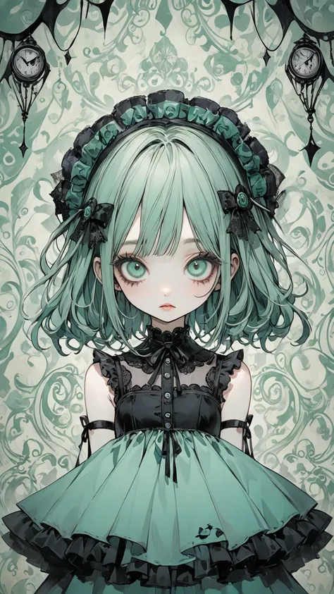    Tim Burton Style、mint colored girl、wallpaper、