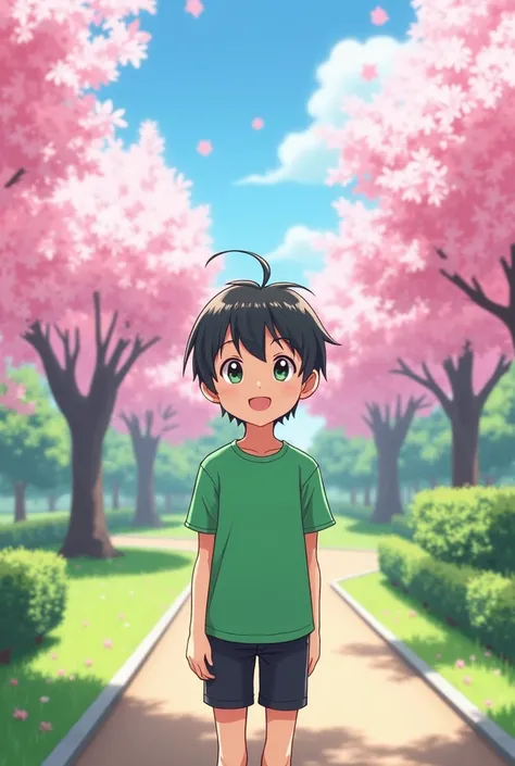 Sakura school simulator game with green t-shirt 