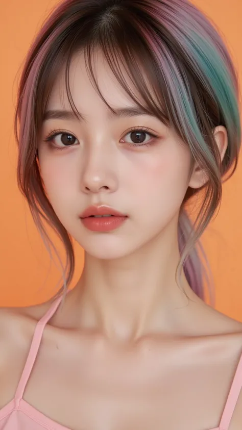 ( super quality next to each other、 in ultra high quality、8k、 depth of field、 Hi-Res、Natural light and shadow)，(Portrait of a cute girl)，((( 顔のclose-up:1.5)))，(( realistic skin texture))，( perfectly detailed face、Perfectly detailed eyes、 super detailed nos...