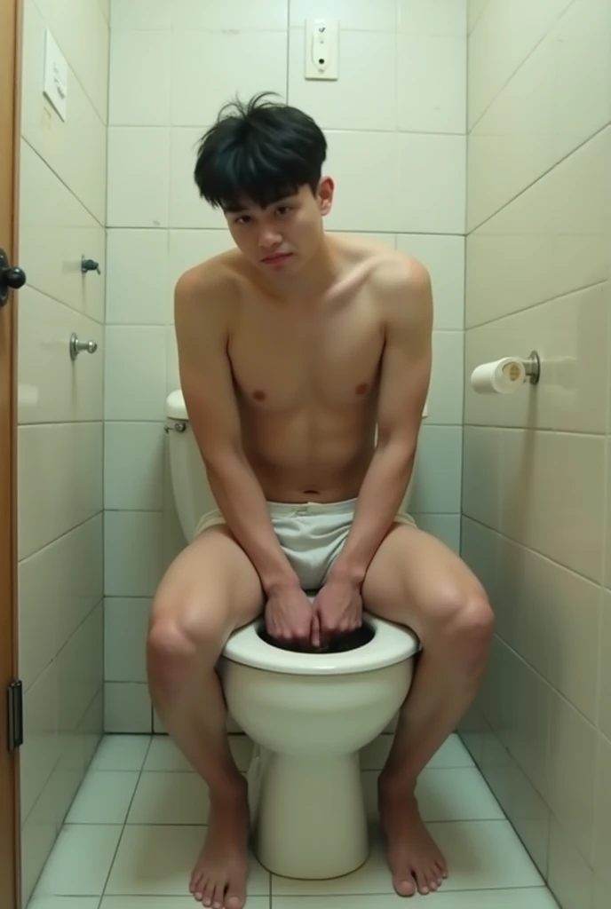  prompt
A tall male high school student who opens his legs in the toilet and crouches on the toilet bowl 々A completely naked tall male high school student crouching in the toilet bowl　I'm sticking my naked butt out　 A long, soft, thick sausage-like object ...