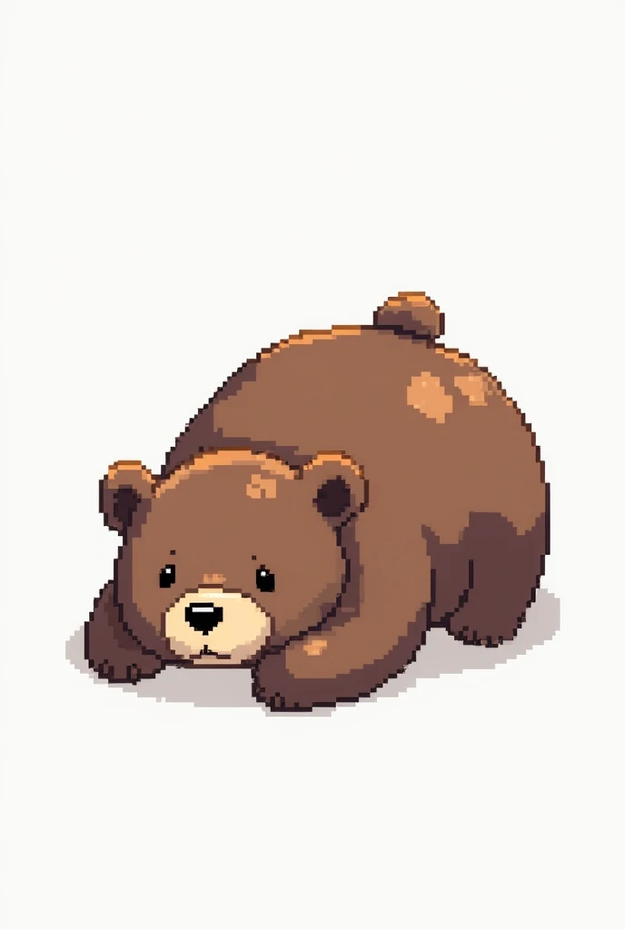 16-bit pixel-style beast bear lying down， white background，Three-quarters side，Don't be cute, the style ，Seems kinda ferocious，