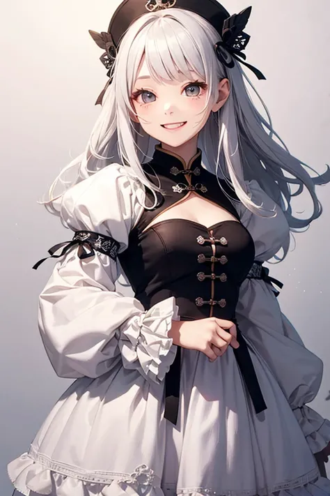  white hair、Gray Hair、 beautiful girl、 big smile 、Innocent、Delighted、cute frilly clothes、 white skin、Transparency、 cute、 cute、 girl、 adorable by design、 slender、 Slim、 high image quality、4ｋ、 medium hair、Princess、可 adorable by design、smile、 happy、 spoiled e...