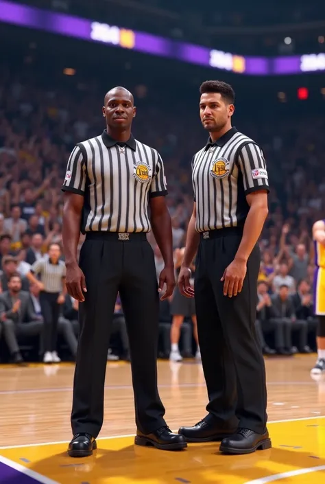 NBA referees with a Lakers Logo on their Jersey