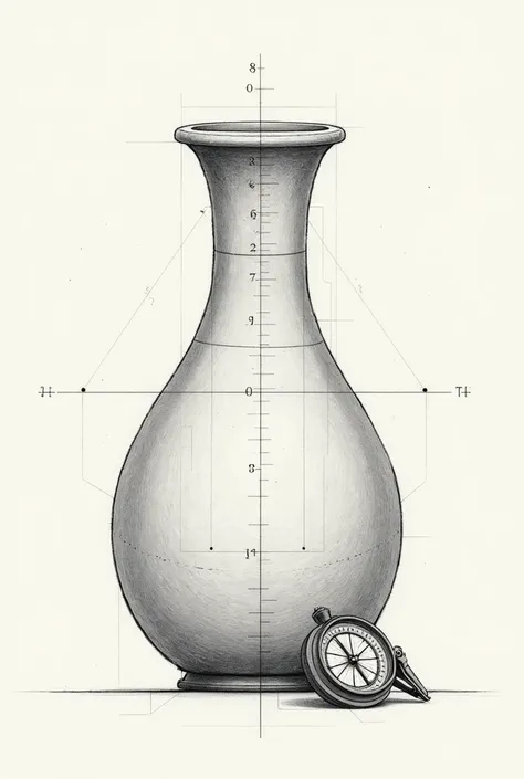 a drawing of a vase with a compass on it, detailed technical drawing, 2 d autocad, technical drawings, detailed mechanical design, engineering drawing, detailed line drawing, internal contours, industrial design blueprint, # mechanical design, technical dr...