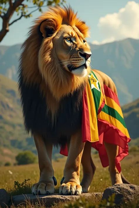 Lion with zimbabwe flag