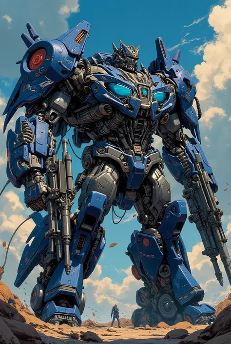 (( best quality )), (( masterpiece)), (Megatron in the Transformers series : 1.3),  8,000, Cool Painting, Full of sci-fi, Megatron in the Transformers series 站在城市里,  with heavy machine guns ,  dark blue as the main color ， with silver metallic luster ，Intr...