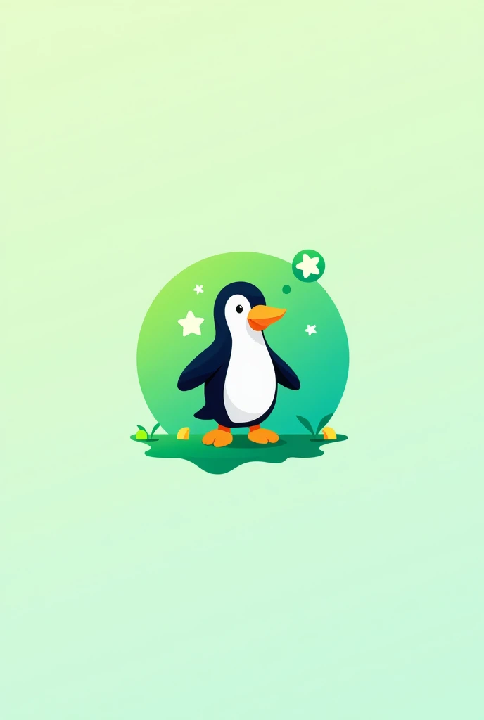 Logo for online courses name BRIGHT LEARNERS with the gradient of light green and green color as a background, the put Pinguin as an Icon for BRIGHT LEARNERS. Make it as interesting as possible