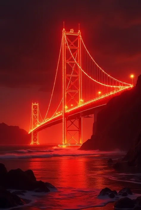 Create a logo With the inscription "Red Bridge" Fiery