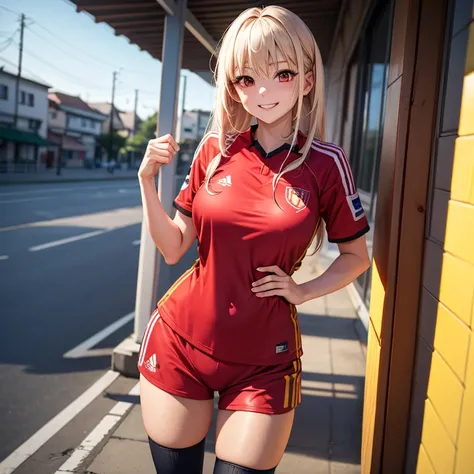 Chisato wearing FBC Melgar soccer jersey sexy look