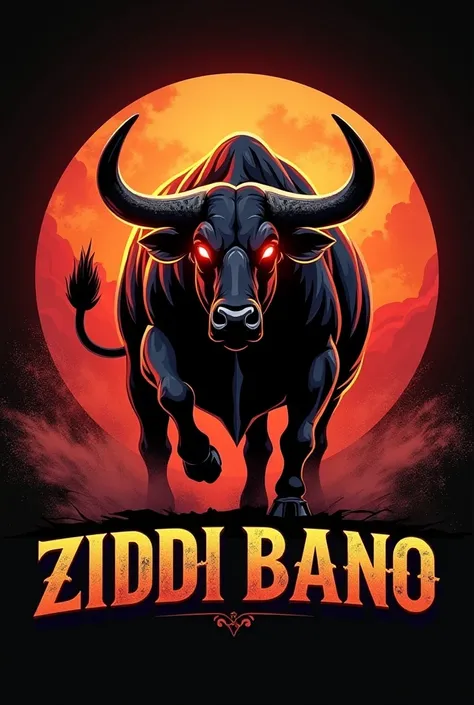 Yeh raha "Ziddi Bano" ke liye ek powerful logo design ka prompt:

"A fierce and determined bull with glowing red eyes, symbolizing unstoppable willpower and resilience. The bull is standing strong with dust rising around its hooves, showing its determinati...