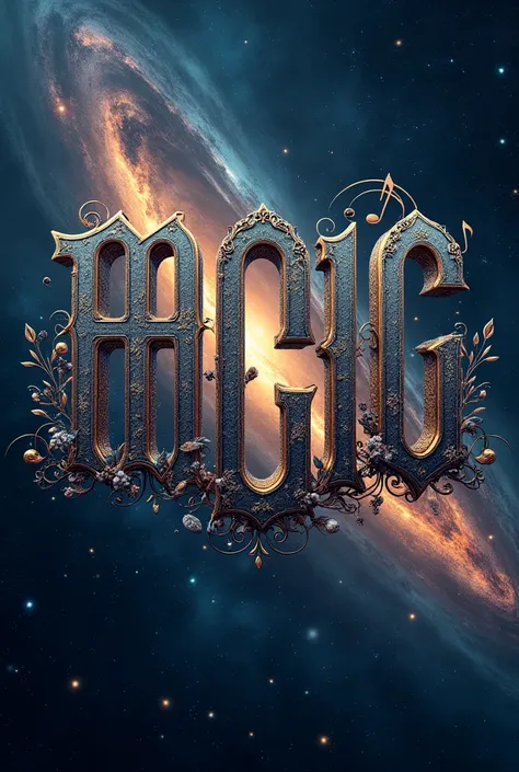 Space background realistic lettering Music background