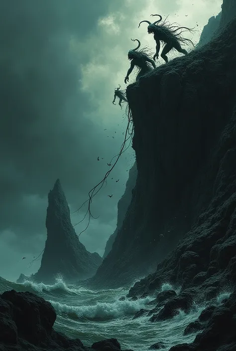 demons pulling on the cliff