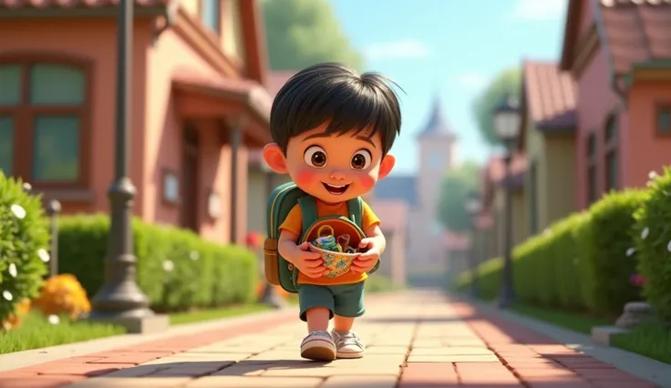 🎥 The  walks home, looking into their backpack and whispering curiously. 3D Disney Animated

