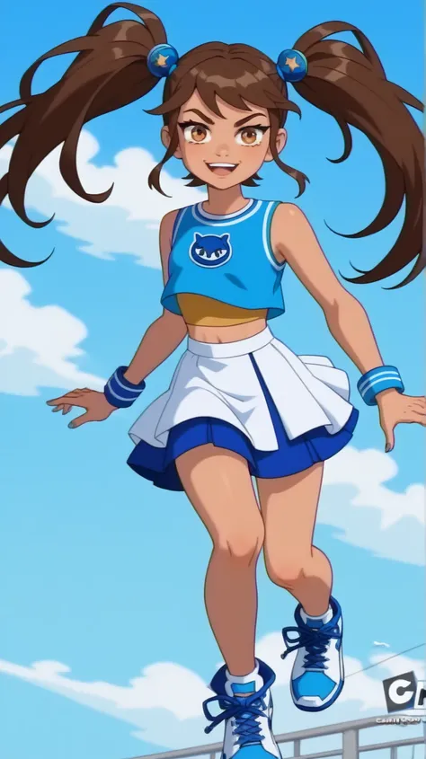 Guinevere "Guin" Tennyson (Guin 10)

Theme Color: Blue

Hairstyle: Twin high ponytails

Eye Color: Sky blue

Hair Color: Dark brown with blue streaks

Skin Tone: Slightly tan

Outfit:

A sleeveless blue crop top with a white "10" logo

Blue skater skirt

B...