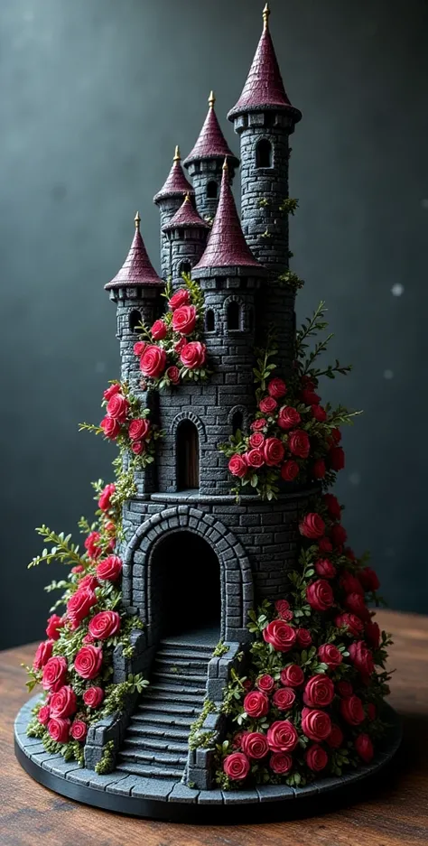 make a cake sketch, ancient medieval theme, detailed and fantasy, dark and intricate, dark castle setting, sinister medieval aesthetic, dark fantasy setting, dark fantasy mixed with realism, beautiful with floral vibes, floral vines vibes, dreamy and ether...