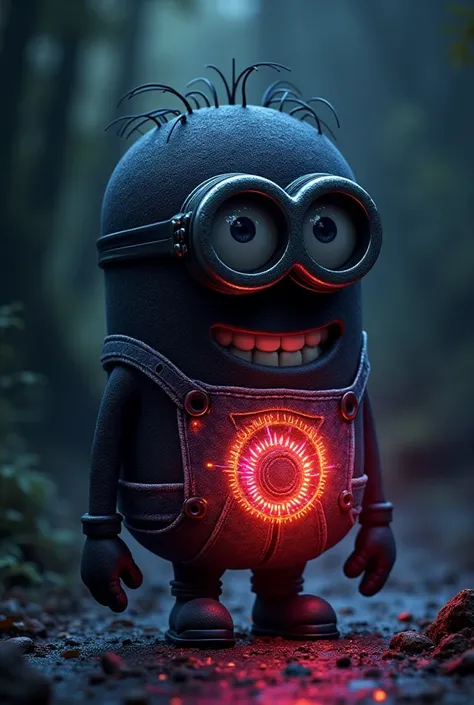 Make me an : black minion that glowns a color