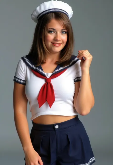   of 8k    , Realistic,Women,age 32 years,Semi-black hair    ,   normal breast   ,  The body is the closest thing to Allison Lozz,sexy sailor uniform   ,     posing sexy   ,little skirt,    sexy attitude costume   ,Objects,    sailor's hat    