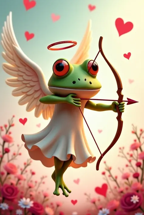 A Valentine's Day angel with a bow and arrow with a frog's face meme