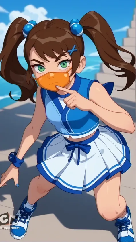 Guinevere "Guin" Tennyson (Guin 10)

Theme Color: Blue

Hairstyle: Twin high ponytails

Eye Color: Sky blue

Hair Color: Dark brown with blue streaks

Skin Tone: Slightly tan

Outfit:

A sleeveless blue crop top with a white "10" logo

Blue skater skirt

B...