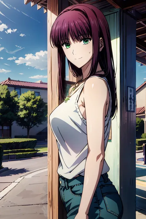 赤  purple hair,  GREEN EYES,  eyes like jewels,((最 high quality)), (( Masterpiece)), ( Details),  1girl ,  sexy,smile face,  Hi-Res, High-definition CG ,  high quality shadows,  Naked Woman  ,  Beautiful Delicate Eyes  ,break( Ultra-fine8K壁紙),( 非常に  Detail...