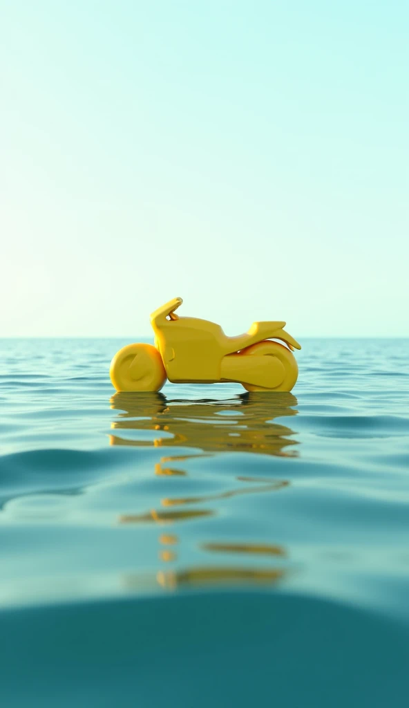  image of yellow another motorcycle on  ocean water and  another position without driver