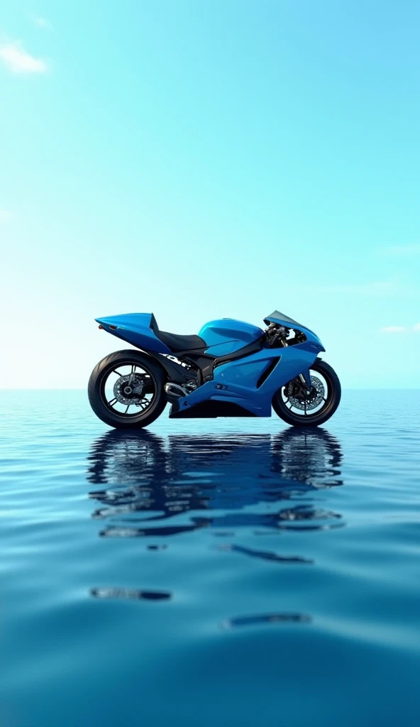  image of blue another luxury  motorcycle on  ocean water and  without driver