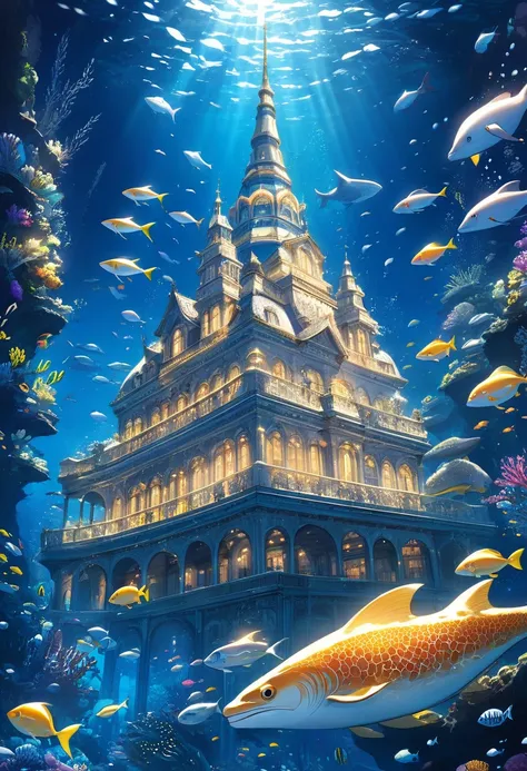 A palace that shines brightly in the deep sea