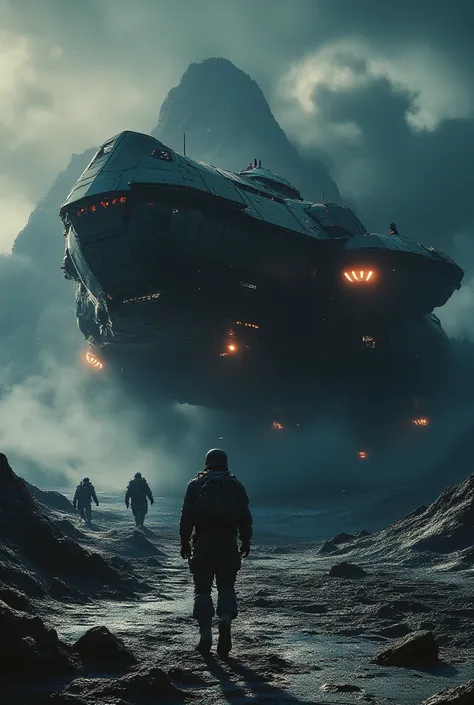 🎬 777777777ft long and 7777777ft wide and 3500ft high alien heavy armored space ark lowering rear door with commandos walking down ramp to hostile enemy planet surface,
"The Vampora Chronicles 2025:The Kavakee And The Zogo” 

Official Trailer
taking the sa...