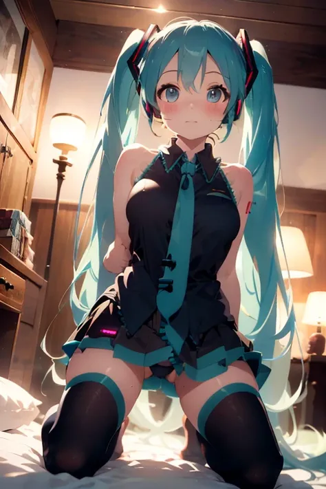 ultra-detailed, extremely detailed,Masterpiece,(Best Quality),(Super Detail),(Very Delicate and Beautiful),(((angle from below the front))),((Solo)),full body,attractive, solemn atmosphere, one cute girl, ((((Hatsune Miku,light blue hair)))), big boobs , n...