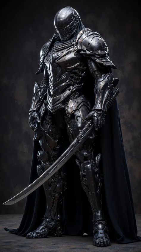  Fine details on a DeathW40k knight wearing a full suit of armor ， Emulates a dark and dramatic atmosphere 。Focus on Reflective 、 Battle-scarred metal armor。 Knight Dynamic Positions ，Hold a big sword in hand， Emerges in a battle-ready pose 。 Armor Include...