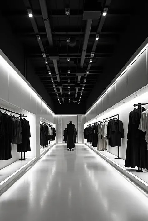 I would like store models for mine that I'm going to open for clothes. The store's name is Donafran and our slogan is black and white, I want an elegant and unusual physical store