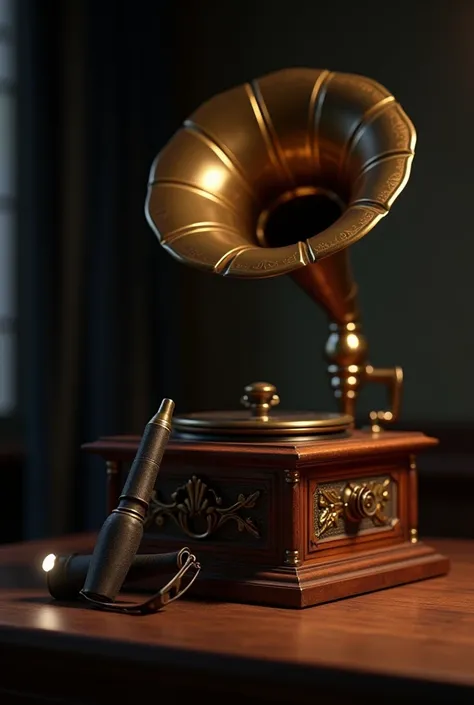 gramophone and flashlight together 