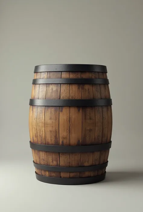 create a picture of a single wine barrel from the side. The barrel must be upright. I want a solid color background