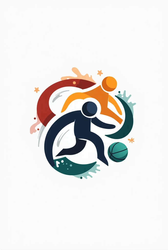 Create a typical logo that represents 4 sports, BASQUET , soccer, bolly , athletics (severally) That in a single logo you can see the existence of each of the sports mentioned