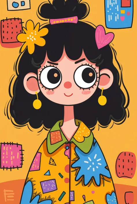 Flat wind,vector,Cartoon, elementary school students in the classroom ,, big eyes, has a lovely expression, bangs,(((curls))), Minimalist, women's shirt with big collar,Put together ,autumn,Lovely art style, colorful! Digital illustration style, Mathemati...