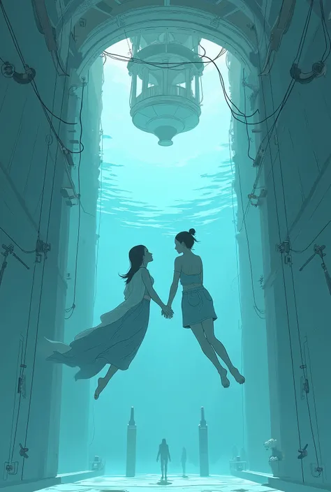 
Picture of two people in a pool with a reflection of a building , Concept art inspired by Thomas Hanukkah, Tumbler, conceptual art ,  Laurie Grisley and James Jean, Reusch and Ross Tran,  drifts underwater, in a swimming pool,  just a joke ,  floating in ...