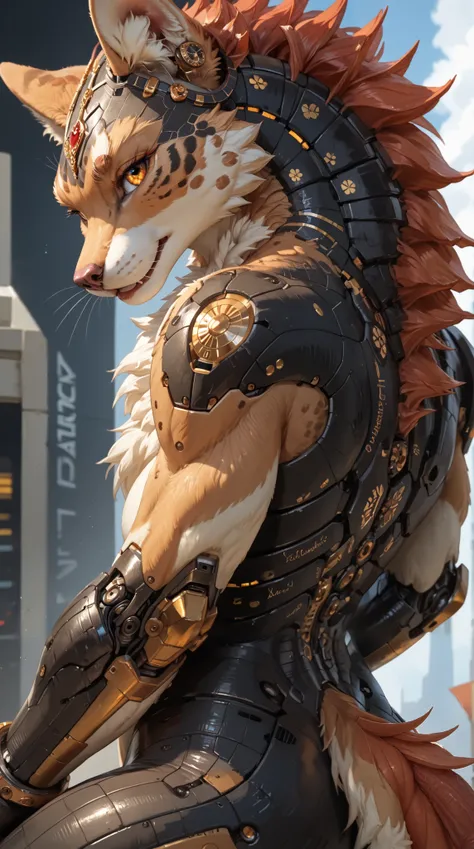  full body shot , Furry Wolfmann,  A complex mechanical body,  beautiful Big Wolfpenis, android, LED  ,Metal,Metal,   high resolution ,    rolled up ,    high resolution ,   anatomically correct ,   very detailed,  Ultra High Definition,   textured skin , ...