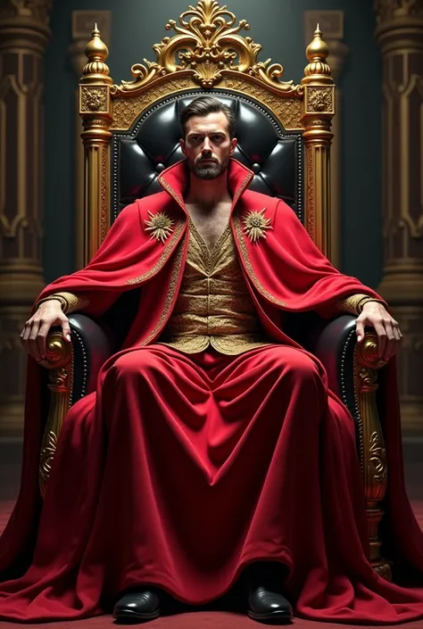 A Very Handsome King of Hearts ,Magnificent representation of the King sitting onhis Gold and Nlack Throne, AI Art ,Hyper Detailed, Digital Quality Clear picture, Realistic looking photo, 3D q