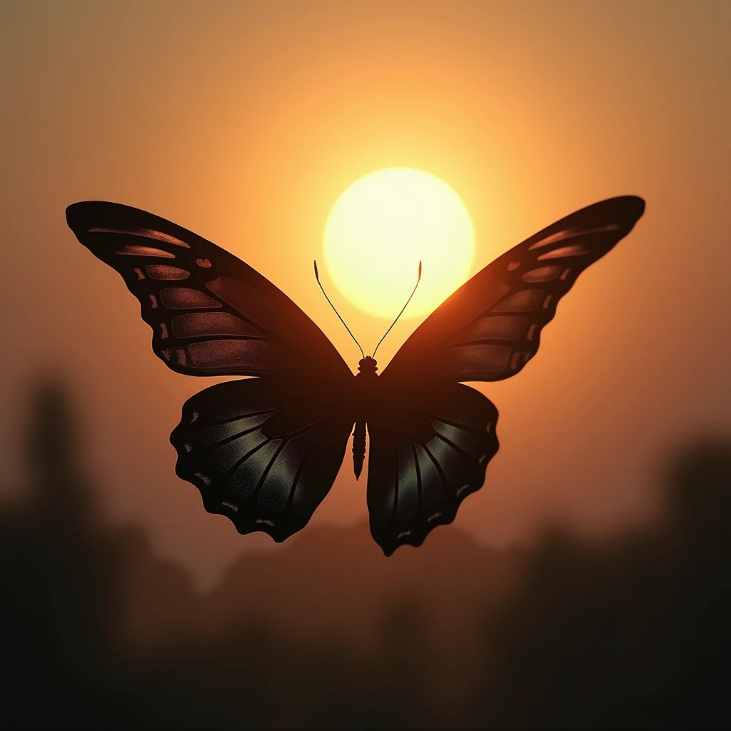 black butterfly and sun 