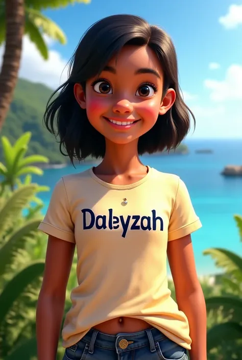 A Vanuatu 🇻🇺 girl wearing a shirt with the name DaleyZah written in it