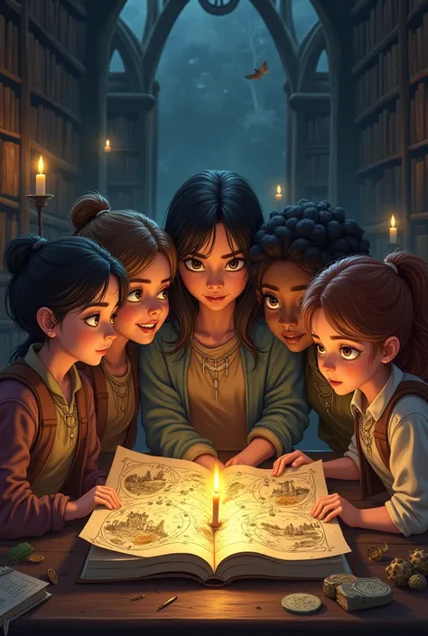 
Five friends find a secret book in an old library, inside which a mysterious map is hidden. This map hints at taking them to a magical treasure
