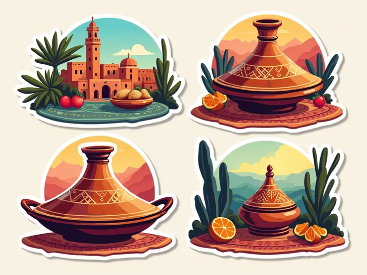 travel sticker on morocco theme 4 items on each picture but separatly Tagine Delight