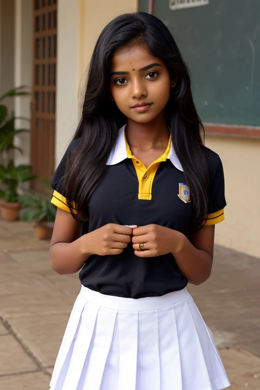 Tamil girl most blackest darkest duskiest coloured young short school girl in school dress white small skirt and shirt from  .