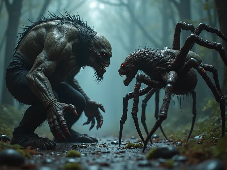 the image of the previous monster you created and the spider face to face