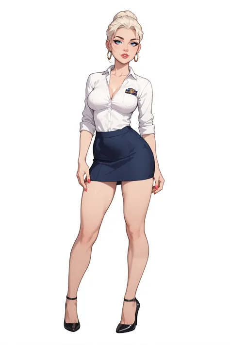 ((masterpiece, highres, high resolution)), a character sheet featuring the same sexy pin-up model in multiple different poses, all isolated on a clean white background. The model has a stunning, perfectly proportioned body with a well-defined bubble butt a...