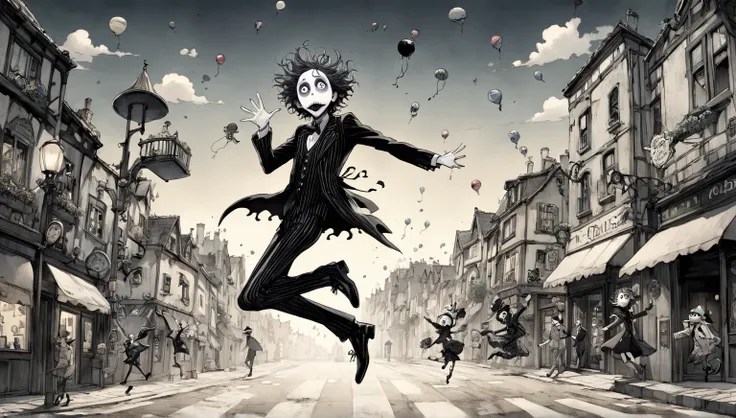     Tim Burton's Style、Around town、The person who is jumping 