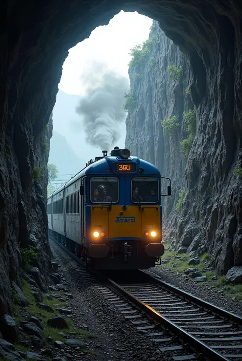 Passenger train of Tazara pass through tunnel