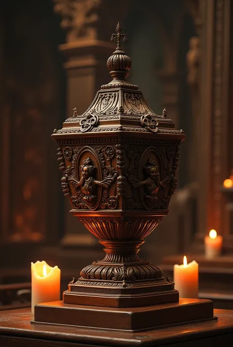 A wooden urn for a saint