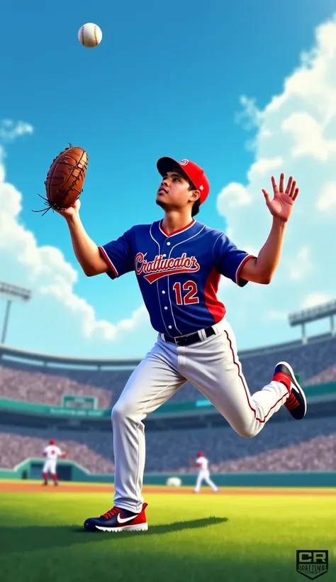 Here’s a detailed text prompt for a baseball player image suitable for an AI image generator, incorporating your specifications:

---

**Image Prompt:**
Create a vibrant and realistic illustration of a professional baseball player in the act of catching a ...